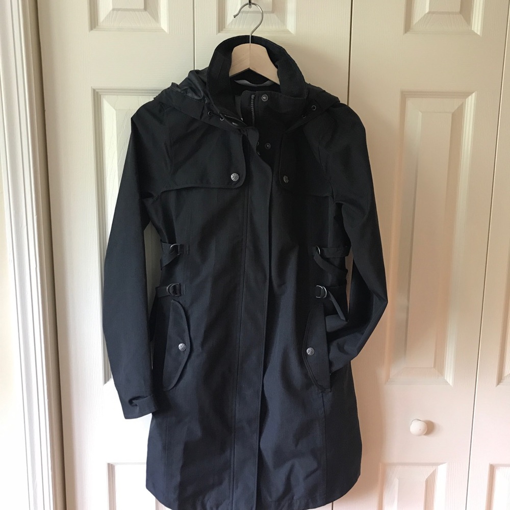 Athleta Flint Gray Midtown Hooded Rain Trench